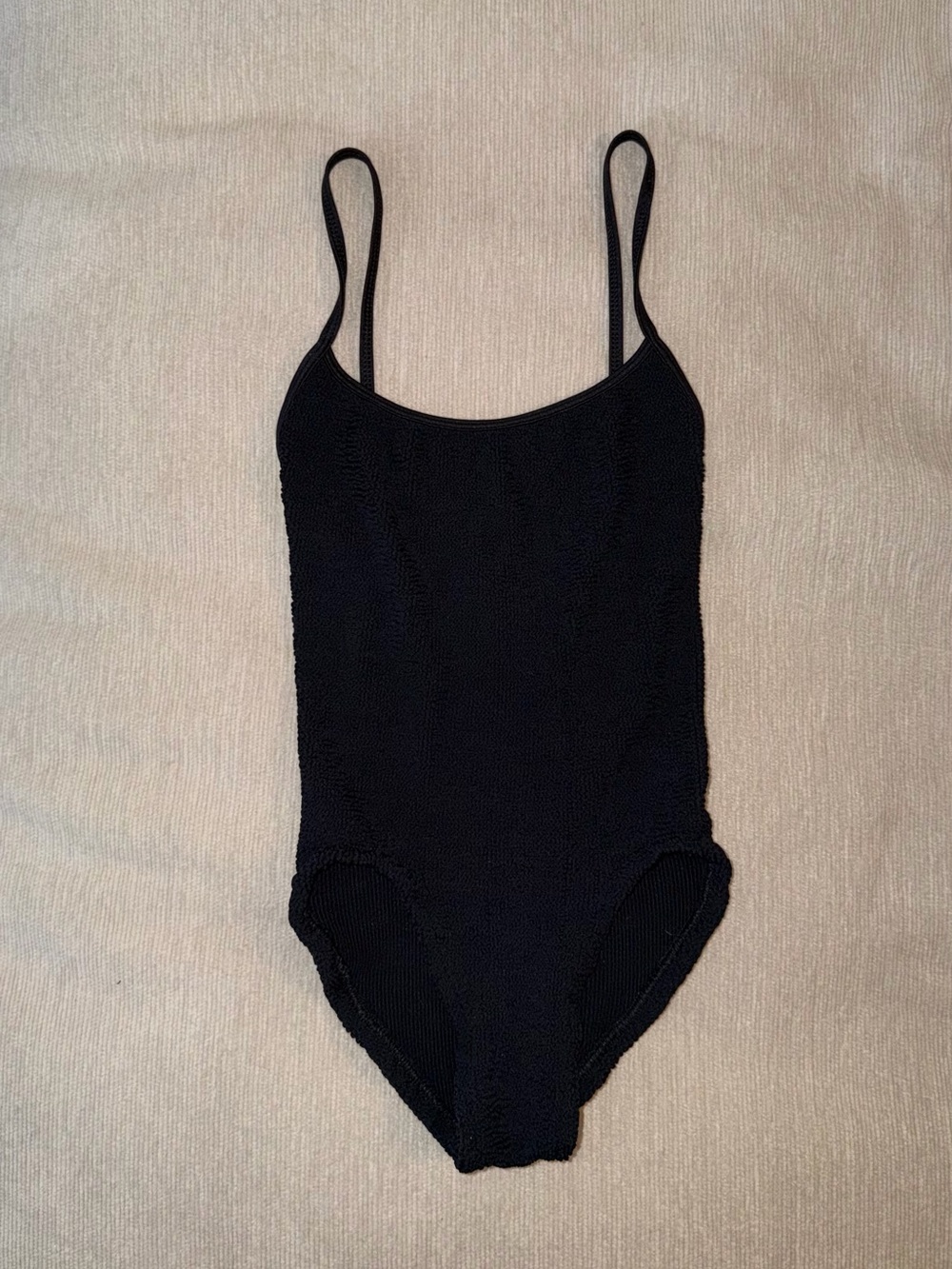 Hunza G Pamela Black One Piece Swimsuit Classic Timeless Crinkle Noir Bodysuit - Picture 7 of 8
